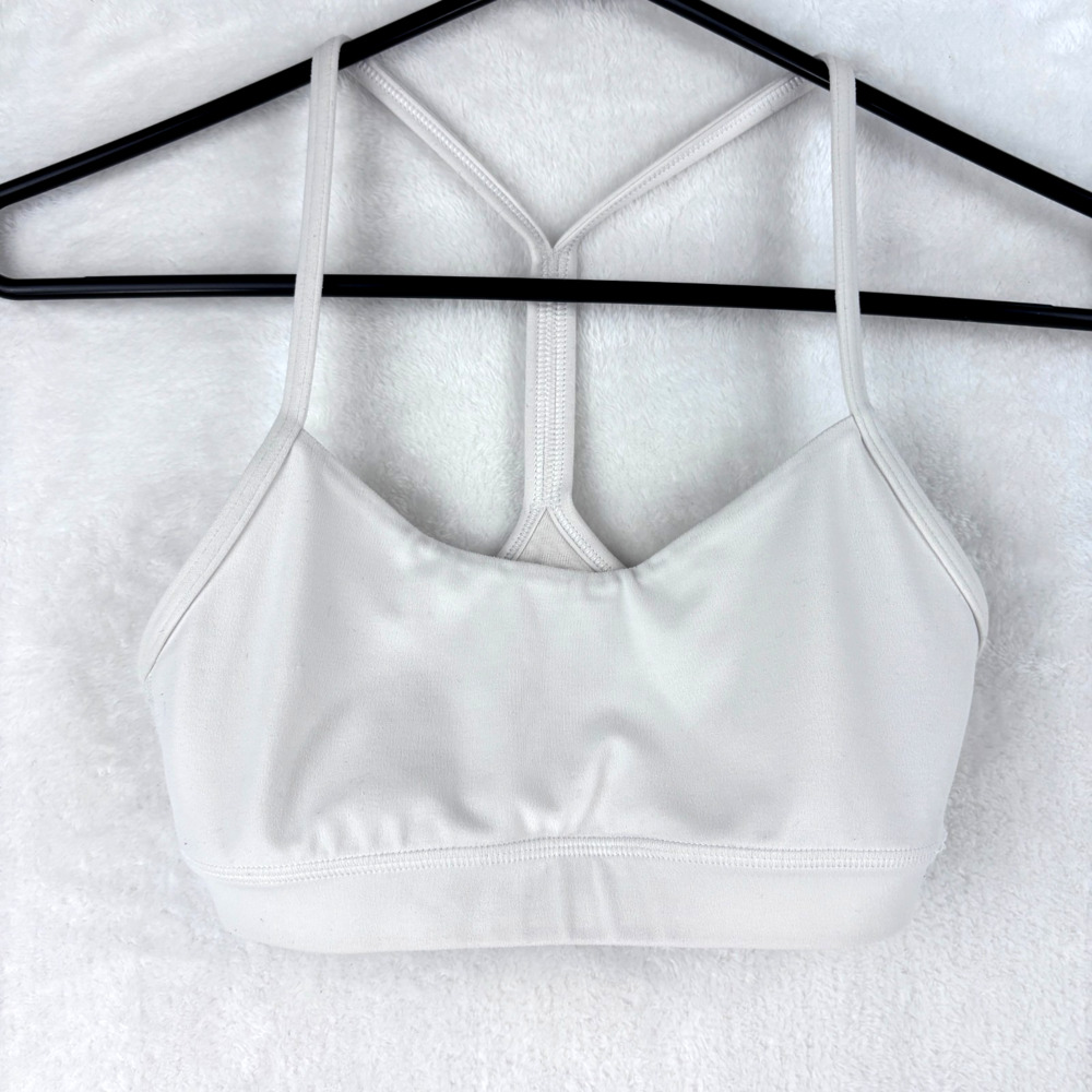 Lululemon Flow Y Bra Nulu Women's Size 2 Light Support Yoga Sports Bra White